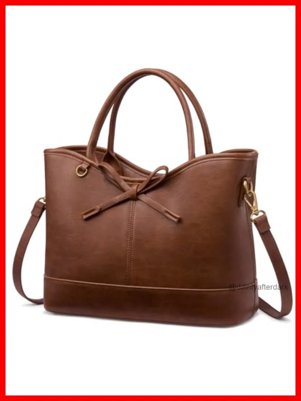 Vegan Leather Tote Satchel Shoulder Bag Women Structured Purse